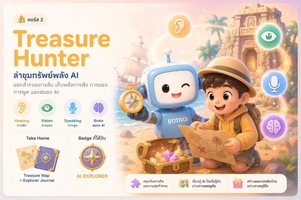 คอร์ส 2 Treasure Hunter เด็กออกล่าขุมทรัพย์และเรียนรู้พลัง AI สี่ด้าน
